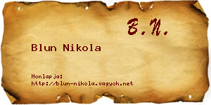 Blun Nikola névjegykártya